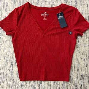 Red Hollister v neck crop top